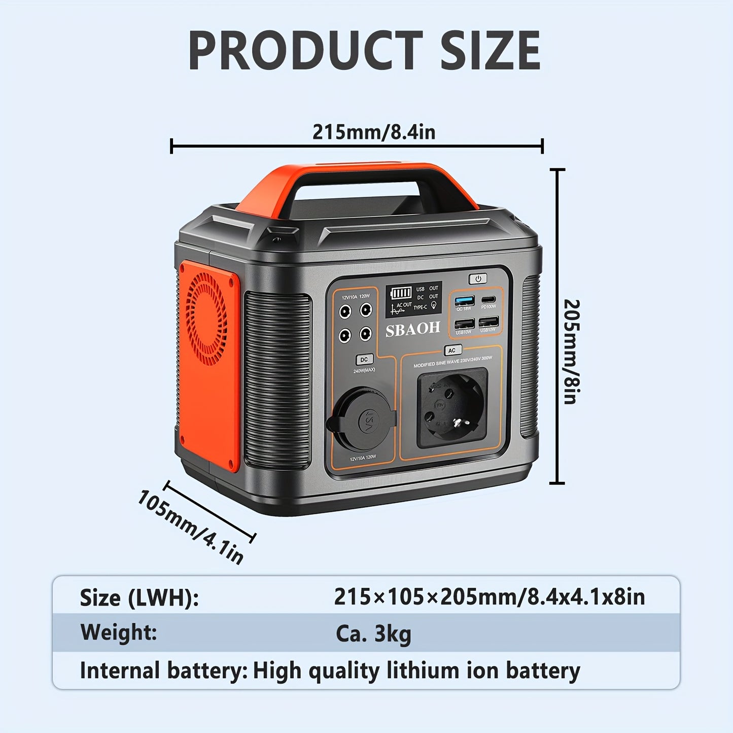 Estación de Energía Portátil SBAOH P302 – 300W / 296Wh ⚡
