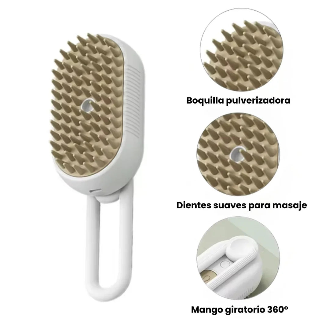 Cepillo de vapor 3 en 1 suave para pelaje limpio y brillante – cuidado sin tirones
