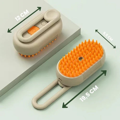 Cepillo de vapor 3 en 1 suave para pelaje limpio y brillante – cuidado sin tirones