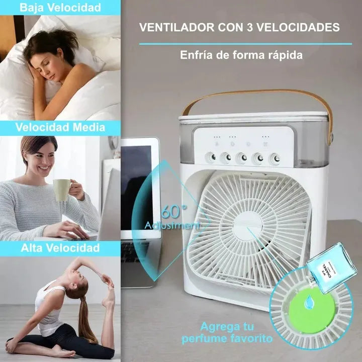 Ventilador 3 en 1, climatizador portátil con luz LED nocturna