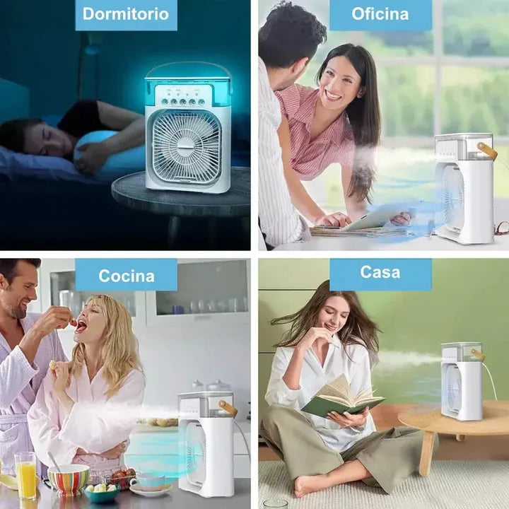 Ventilador 3 en 1, climatizador portátil con luz LED nocturna