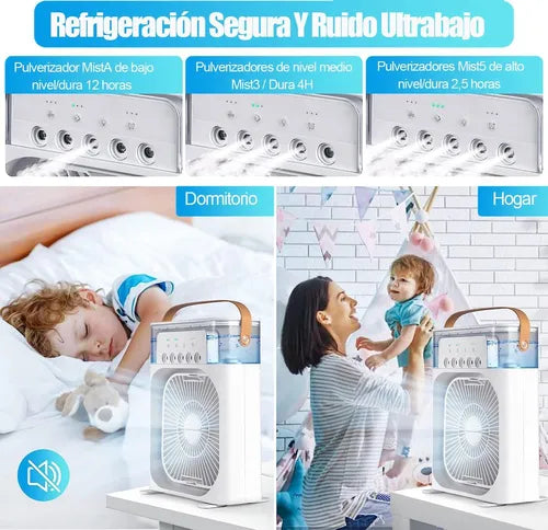 Ventilador 3 en 1, climatizador portátil con luz LED nocturna