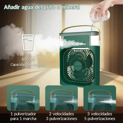 Ventilador 3 en 1, climatizador portátil con luz LED nocturna