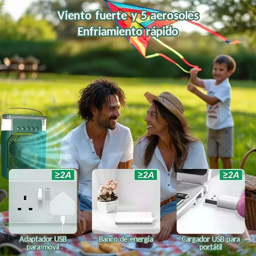 Ventilador 3 en 1, climatizador portátil con luz LED nocturna