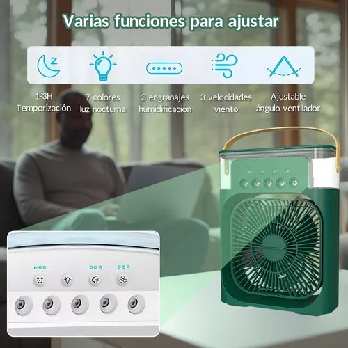 Ventilador 3 en 1, climatizador portátil con luz LED nocturna
