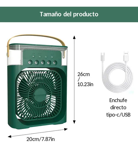 Ventilador 3 en 1, climatizador portátil con luz LED nocturna