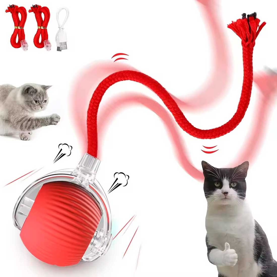 Pelota interactiva automática para gatos y perros