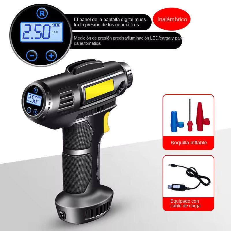Inflador digital con luz LED 120W para coche