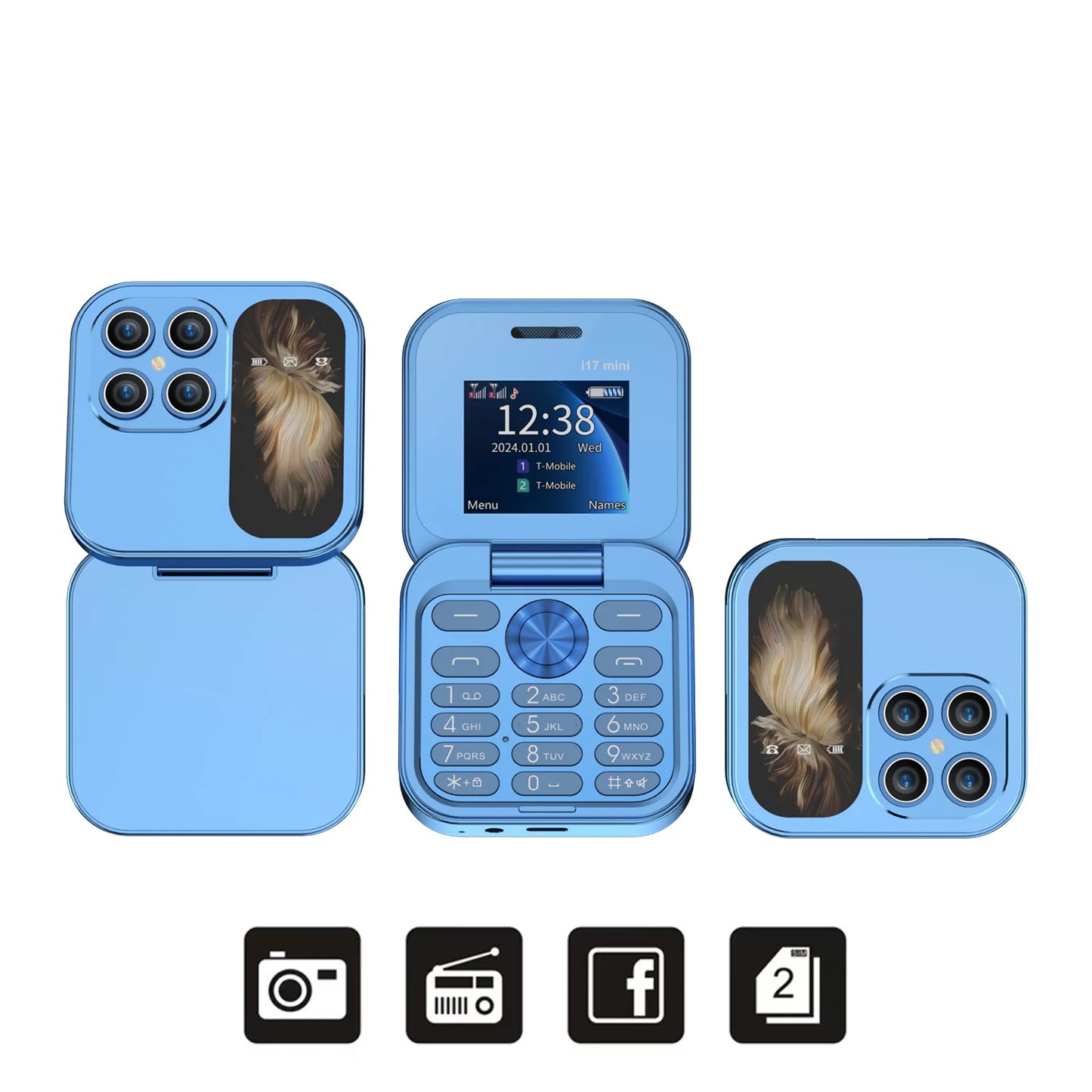 Mini teléfono plegable i17: compacto, emocional y al alcance