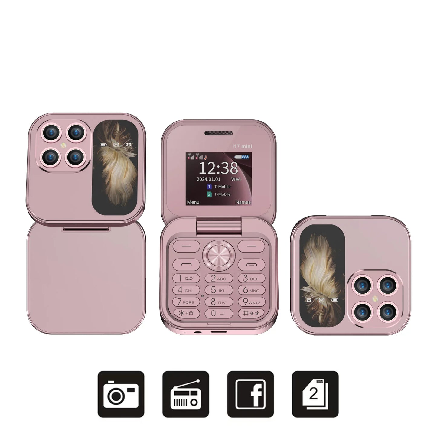 Mini teléfono plegable i17: compacto, emocional y al alcance