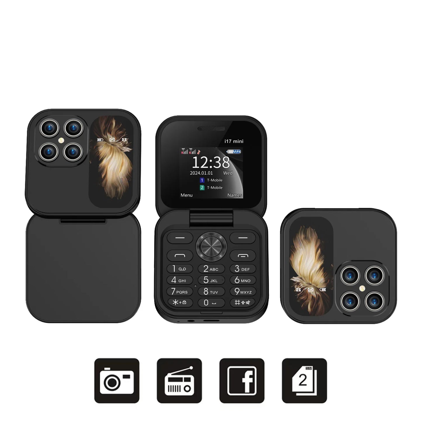 Mini teléfono plegable i17: compacto, emocional y al alcance