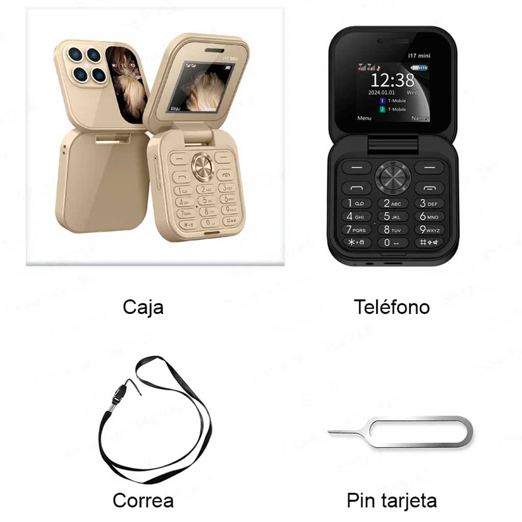 Mini teléfono plegable i17: compacto, emocional y al alcance