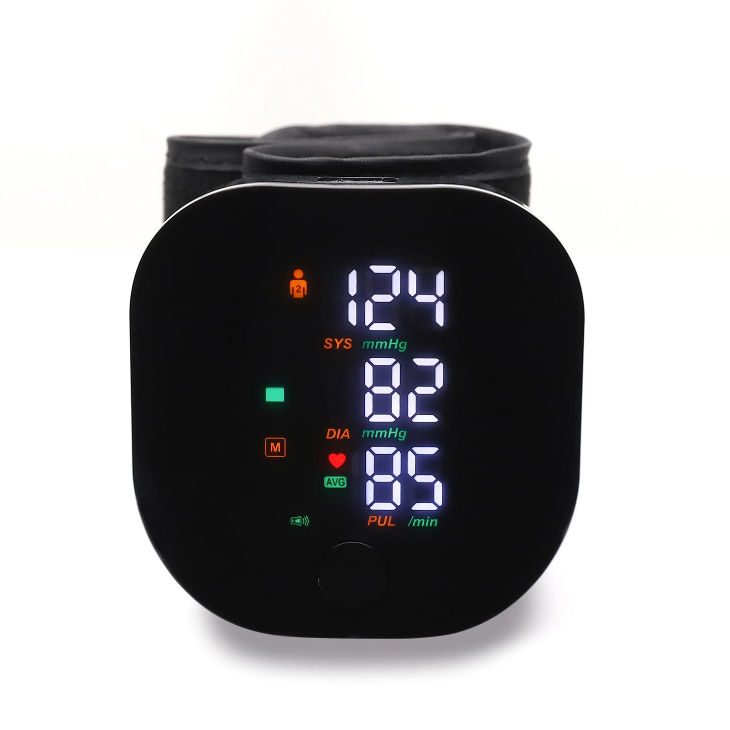 Monitor de presión arterial de muñeca con voz recargable