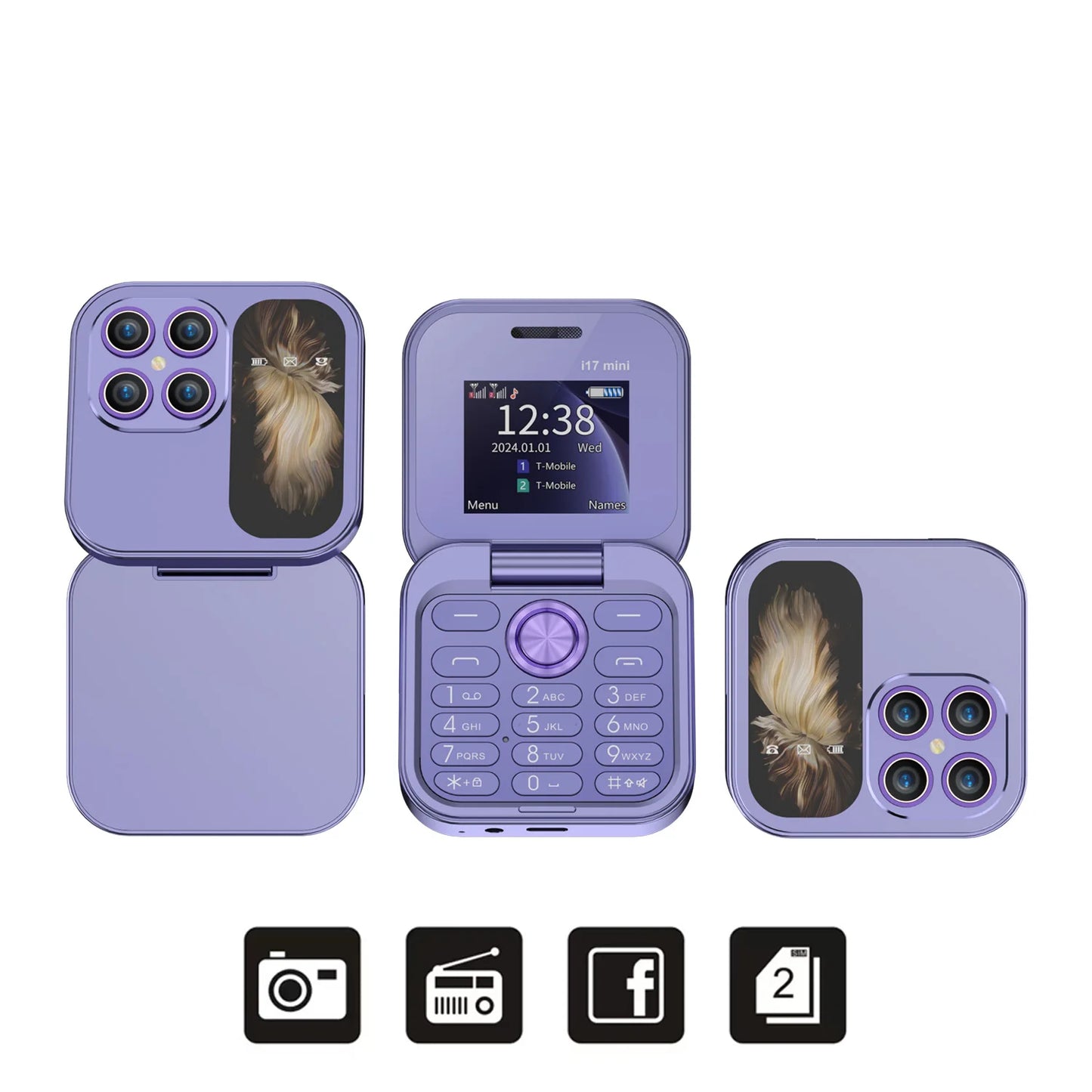 Mini teléfono plegable i17: compacto, emocional y al alcance