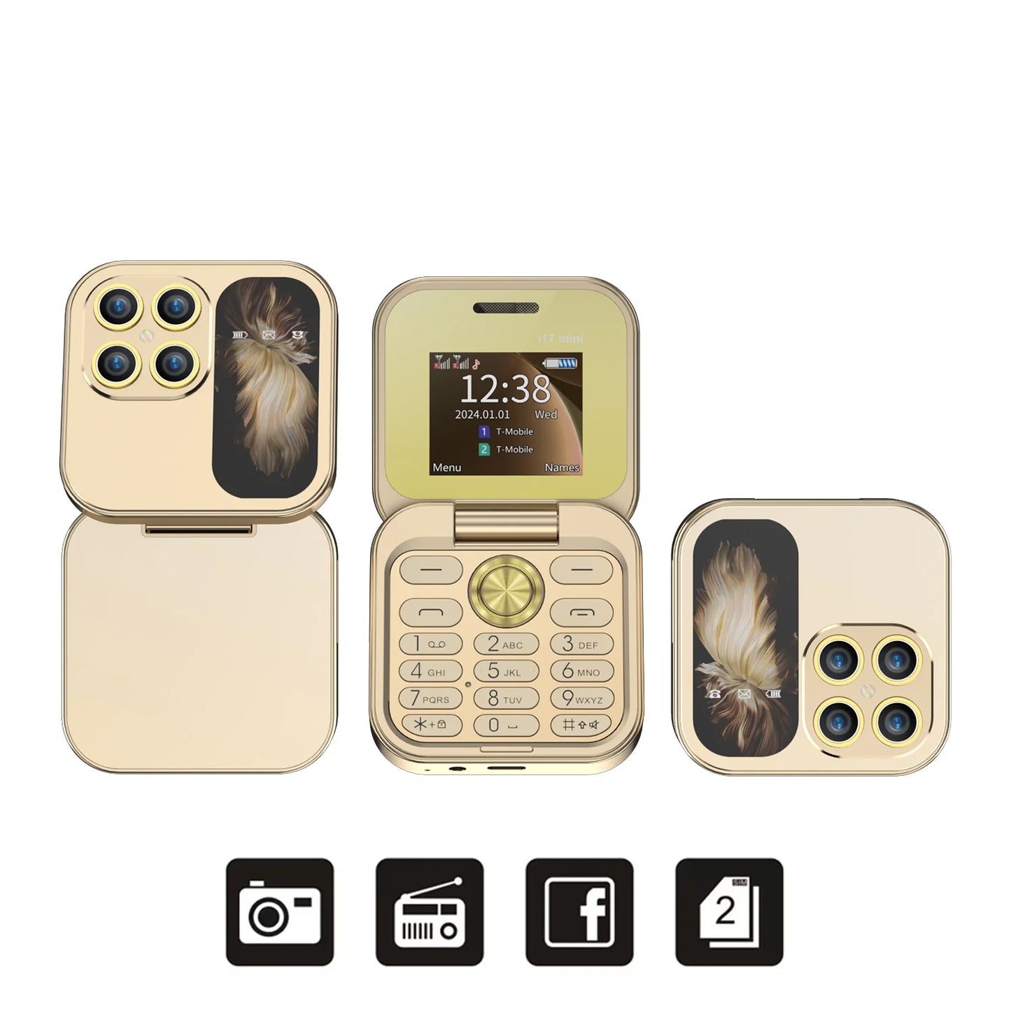 Mini teléfono plegable i17: compacto, emocional y al alcance