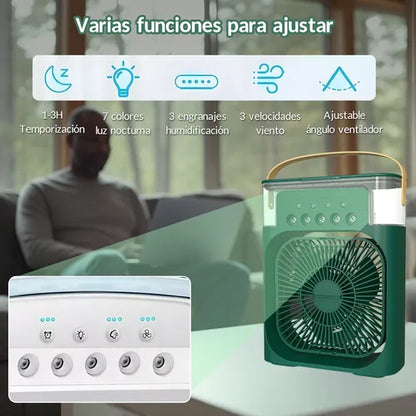 Ventilador 3 en 1, climatizador portátil con luz LED nocturna