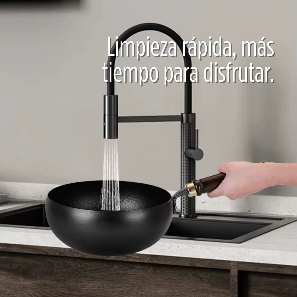 Olla Wok Antiadherente de Hierro Forjado