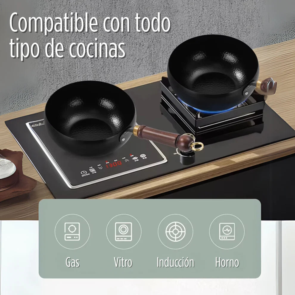 Olla Wok Antiadherente de Hierro Forjado