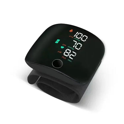 Monitor de presión arterial de muñeca con voz recargable