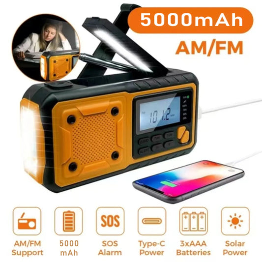 Radio Portatl de Emergencia con Manivela y Carga Solar – Tu Aliada en Momentos Críticos 5000mAh