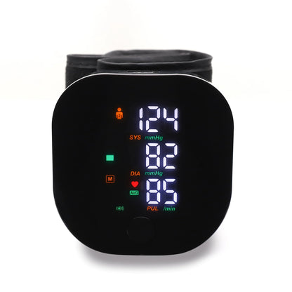 Monitor de presión arterial de muñeca con voz recargable