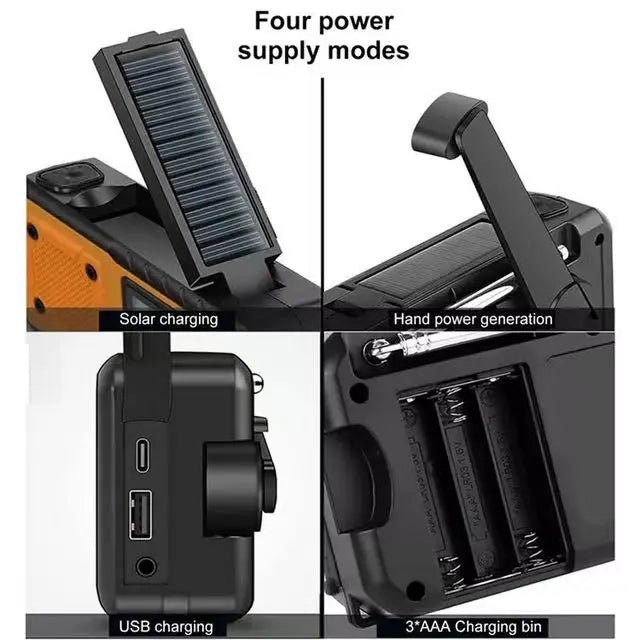 Radio Portatl de Emergencia con Manivela y Carga Solar – Tu Aliada en Momentos Críticos 5000mAh