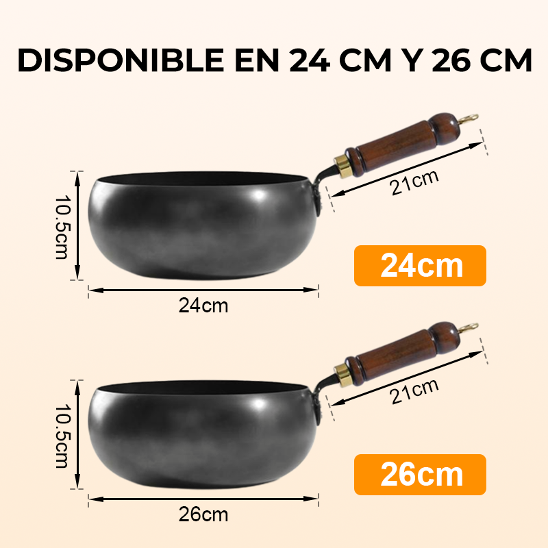 Olla Wok Antiadherente de Hierro Forjado